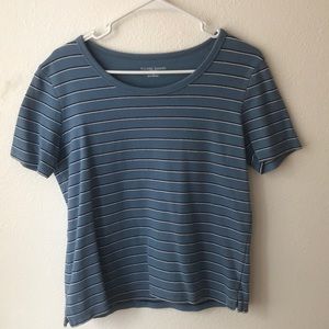 blue and white striped t-shirt